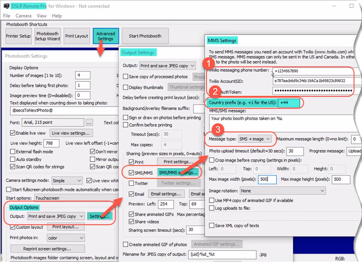 Putting Twilio account details into Breeze DSLR Remote Pro 3.15.1