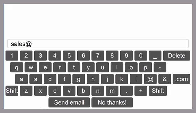 Breeze Kiosk or Webcam Photobooth email keyboard with white background