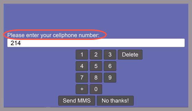 Text keyboard with prompt text in white