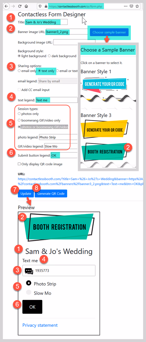 Contactless form example