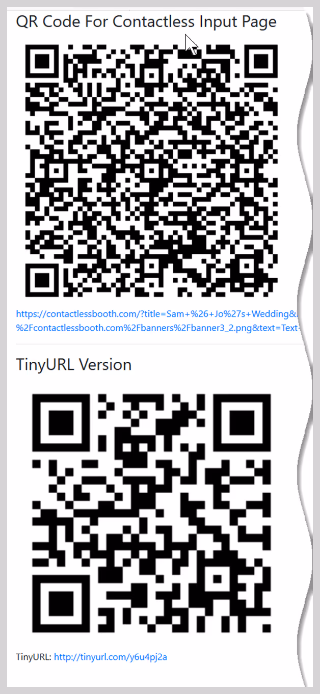 QR codes generated from long and short URLs