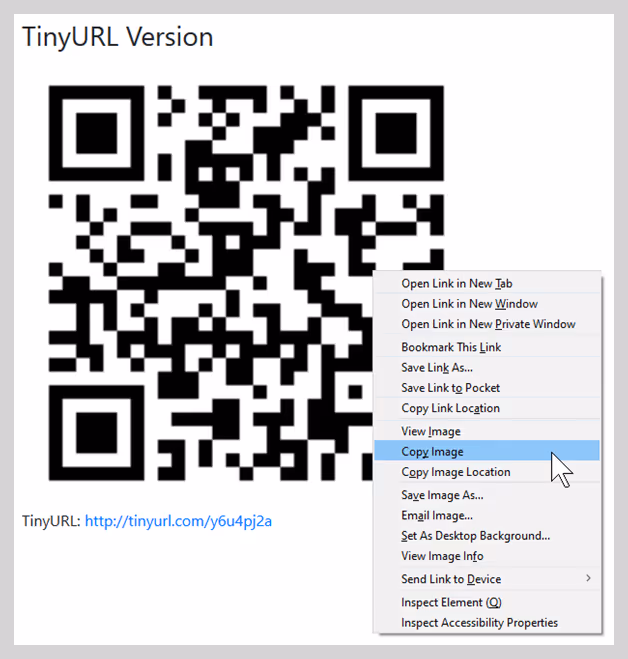 Right click on either QR code to copy it