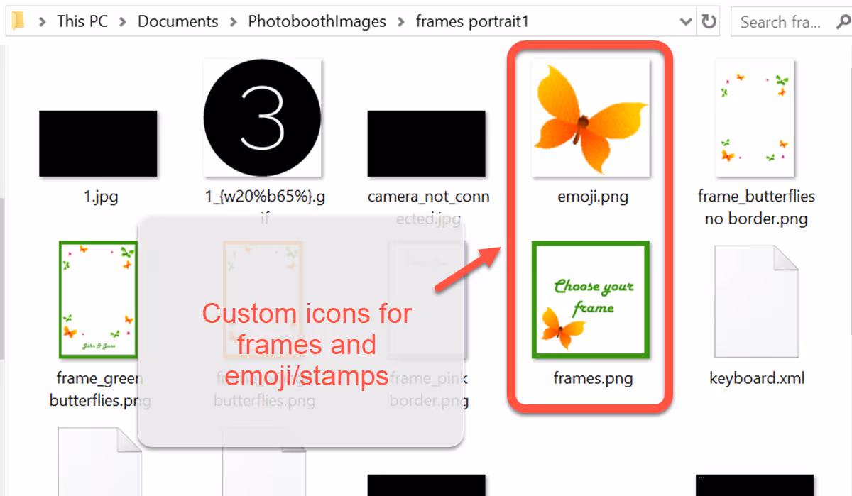 PhotoboothImages folder icon names
