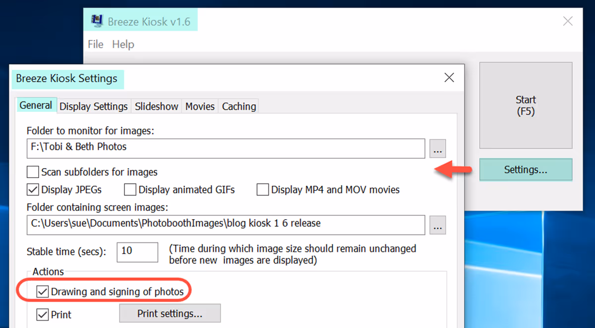 Enabling drawing and signing photos in Breeze Kiosk 1.6