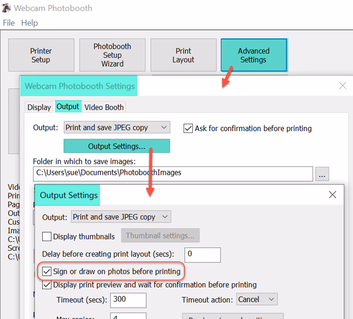 Enabling signing and drawing on prints in Webcam Photobooth 2.4