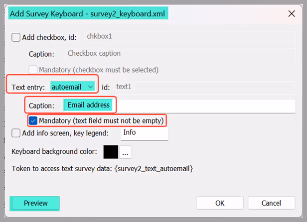 Building a second survey page with a mandatory field to enter guest email address. (Breeze DSLR Remote Pro 3.19.1)
