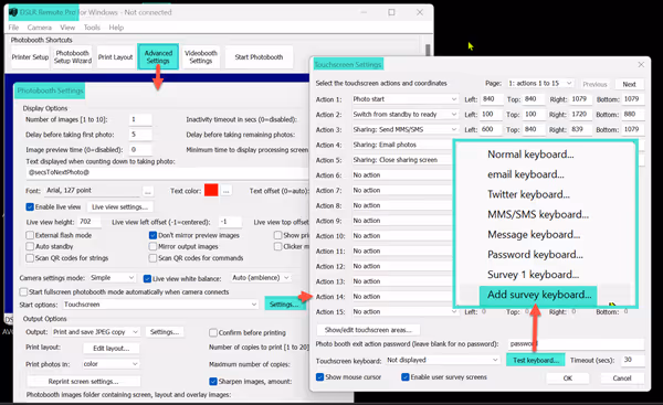 Using the survey generator to add the second page of a survey (Breeze DSLR Remote Pro 3.19.1)