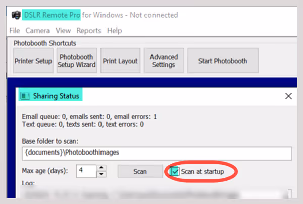 Checking Scan at startup (DSLR Remote Pro 3.16.1)
