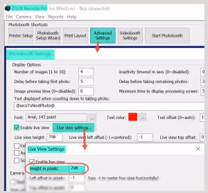 Adjusting the height of live view image (Breeze DSLR Remote Pro 3.17)