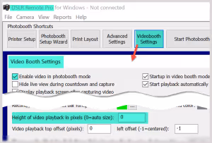 The program sets the size of the video displayed on screen when Height of video playback… is set to zero