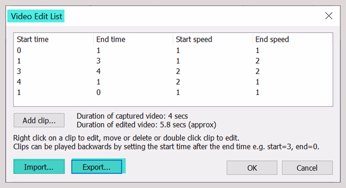 Import and Export buttons for Video Edit Lists (Breeze DSLR Remote Pro 3.17.1)