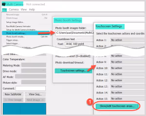 Opening touchscreen settings in Breeze Multi-Camera