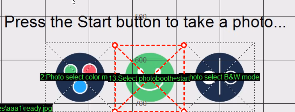 Here the old Photobooth start action has been replaced by Select photobooth+start