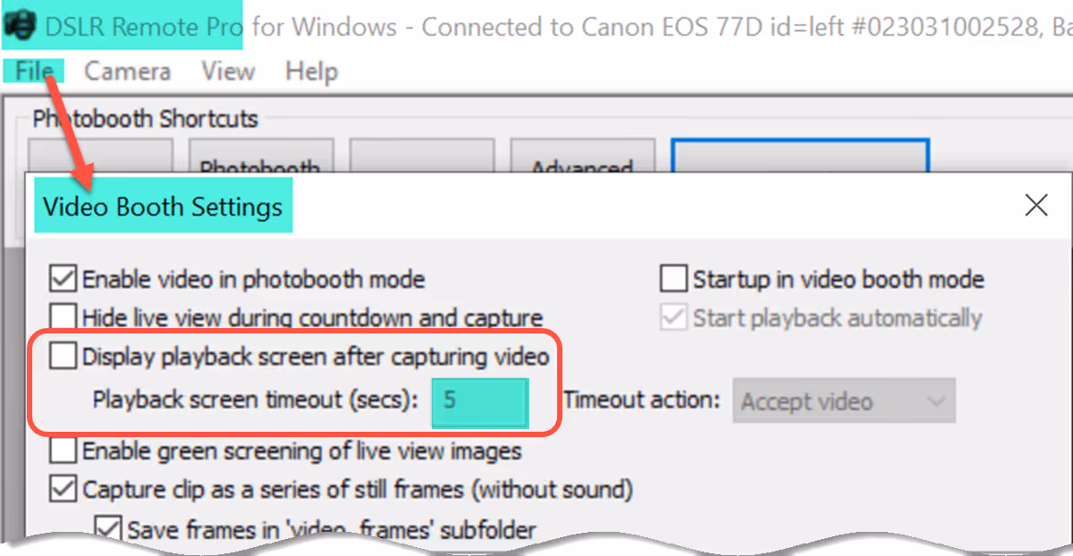 Removing or shortening the GIF playback screen (DSLR Remote Pro 3.15)
