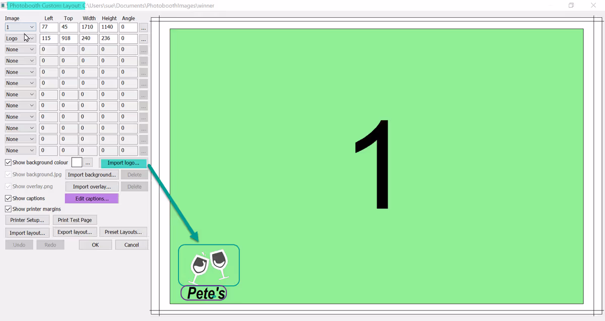 The Print layout created in the Print Layout Editor is used for 'non-winners'