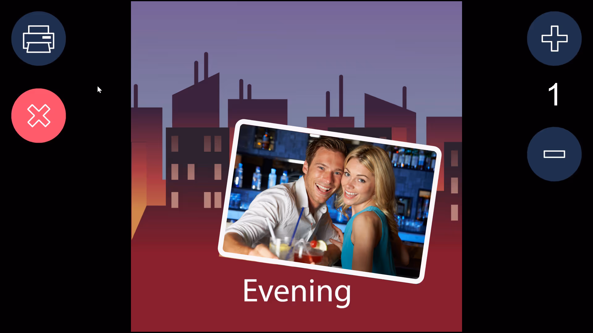Prints use the Evening background between 17:00 and 19:59, and switch to the Night background at 20:00