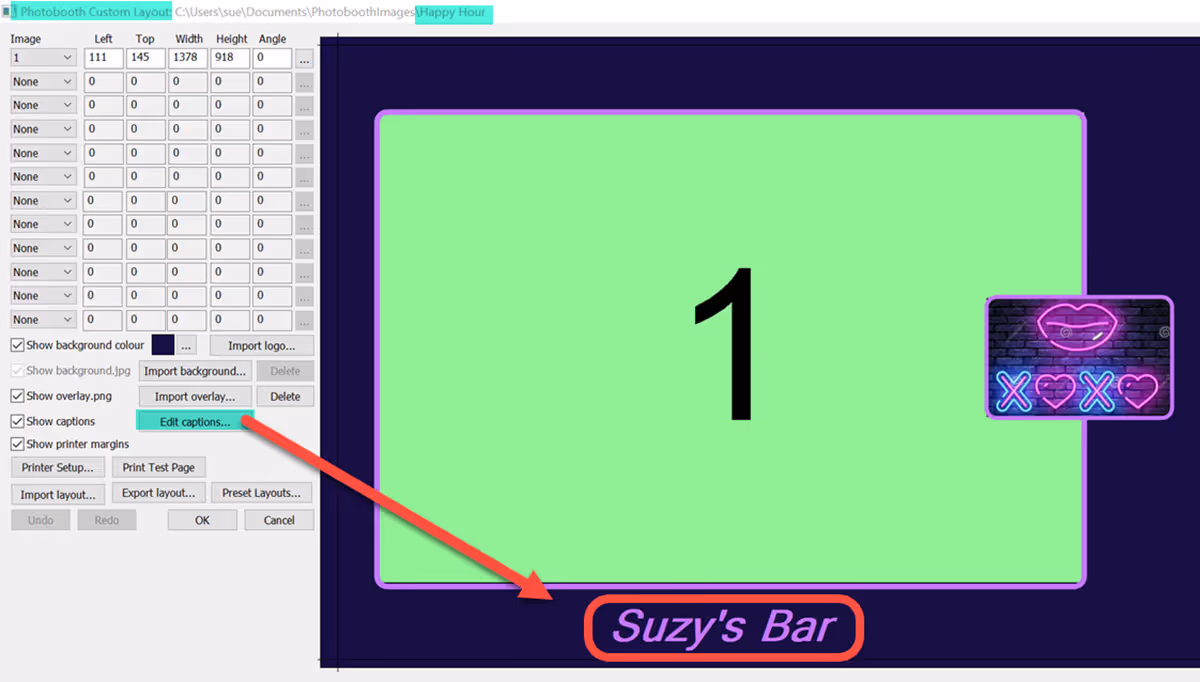 Add captions, logos and QR codes using the Print Layout Editor