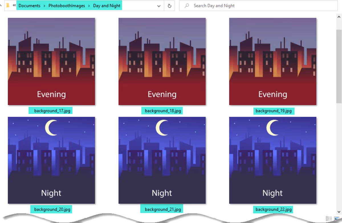 This event also uses the %H token and has 24 backgrounds for each hour of the day and night
