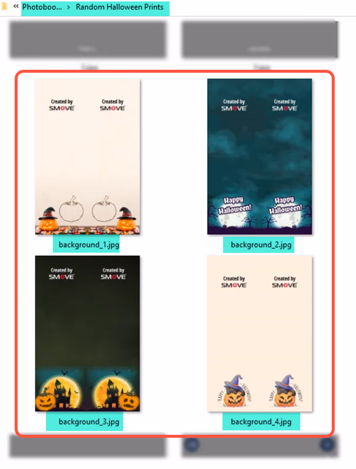 Set of four strip backgrounds for a Hallowe'en event (designs courtesy of SMOVE)