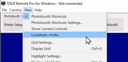 Lockdown mode (DSLR Remote Pro 3.15.2)