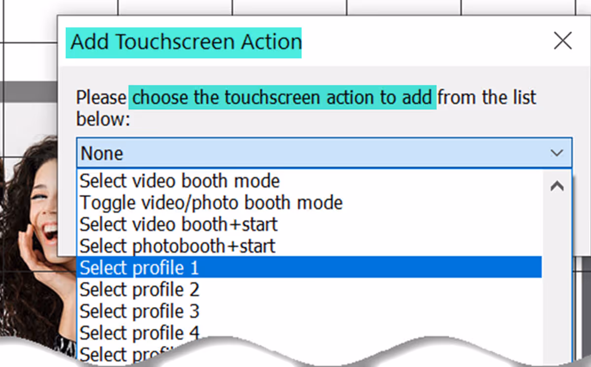 Selecting the required action from the drop down list. DSLR Remote Pro 3.15.3