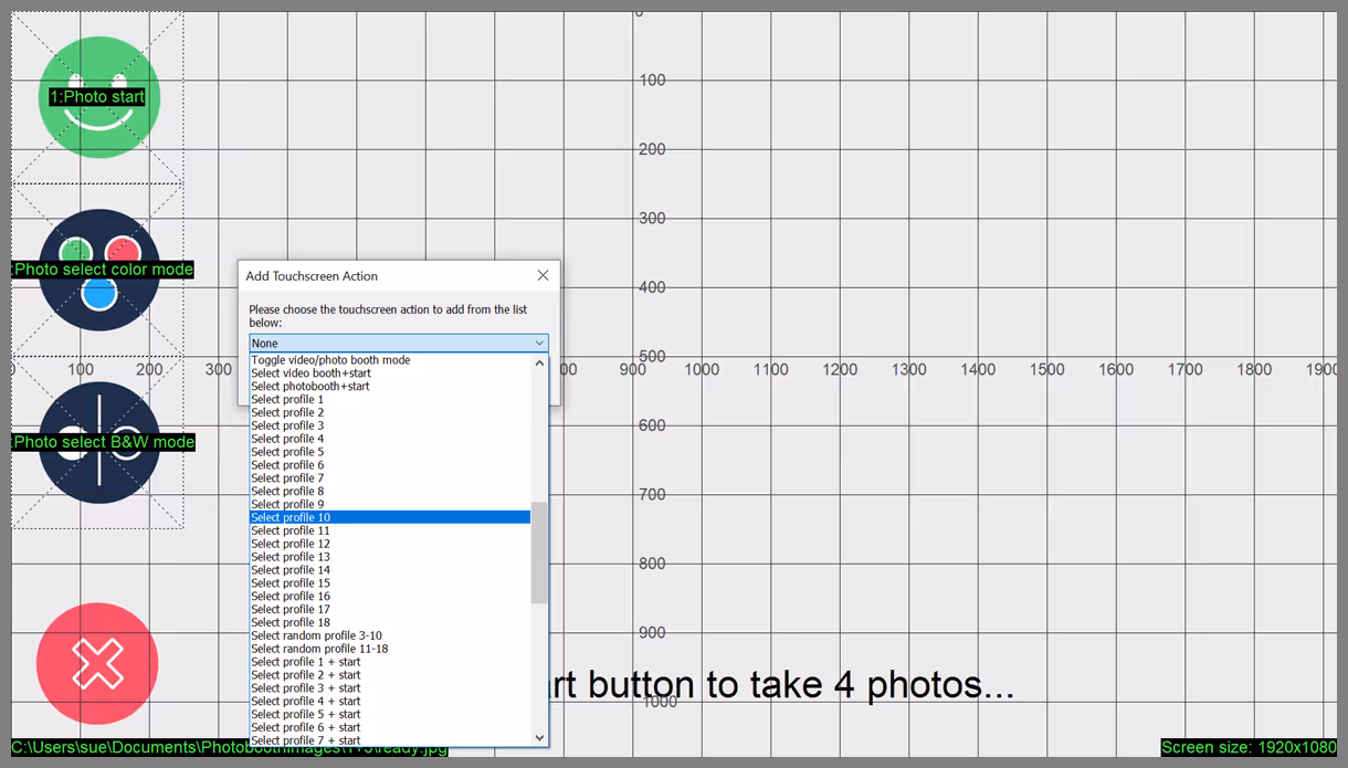 Adding a touchscreen action to go back to the main menu using Profile 10. DSLR Remote Pro 3.15.3