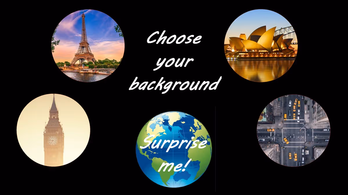 Menu screen for background removal or green screen selection