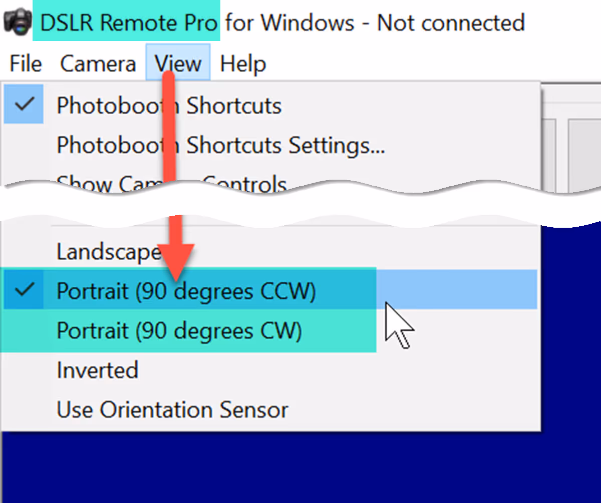 Telling Breeze DSLR Remote Pro that the camera is shooting portrait & whether rotated clockwise (CW) or counter clockwise (CCW)