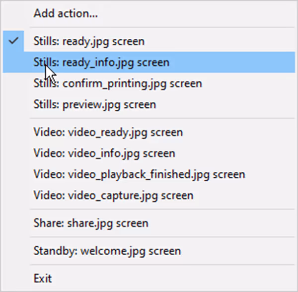 Right click to select the information screen (DSLR Remote Pro 3.14.3)