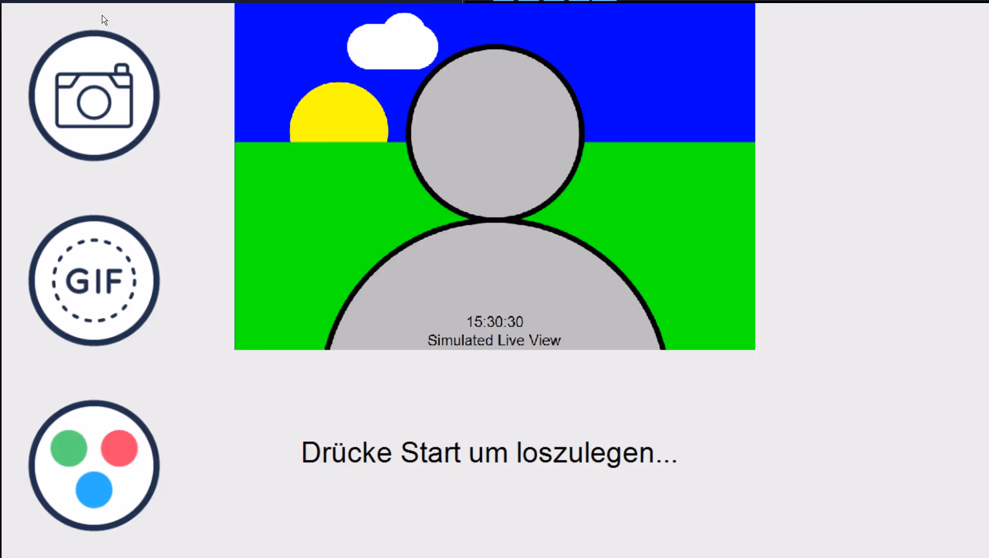 New ready screen using German captions (DSLR Remote Pro 3.14.3)