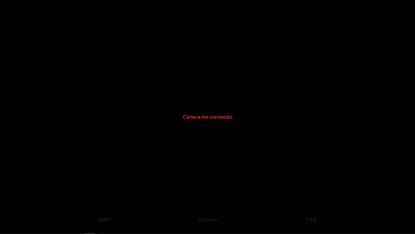 If you try to start Breeze Flipbooth Photobooth without successfully connecting the camera, this screen is displayed with error message Camera not connected