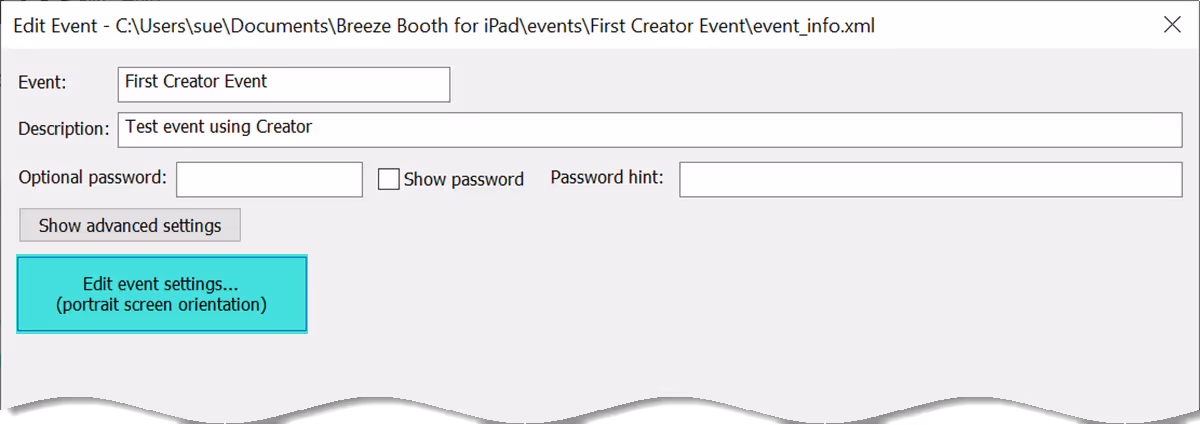 For simple events you are taken to this screen. Click on the Edit event settings button