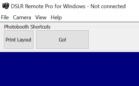 DLSR Remote Pro 3.8.1 main screen with customized Shortcut Buttons.