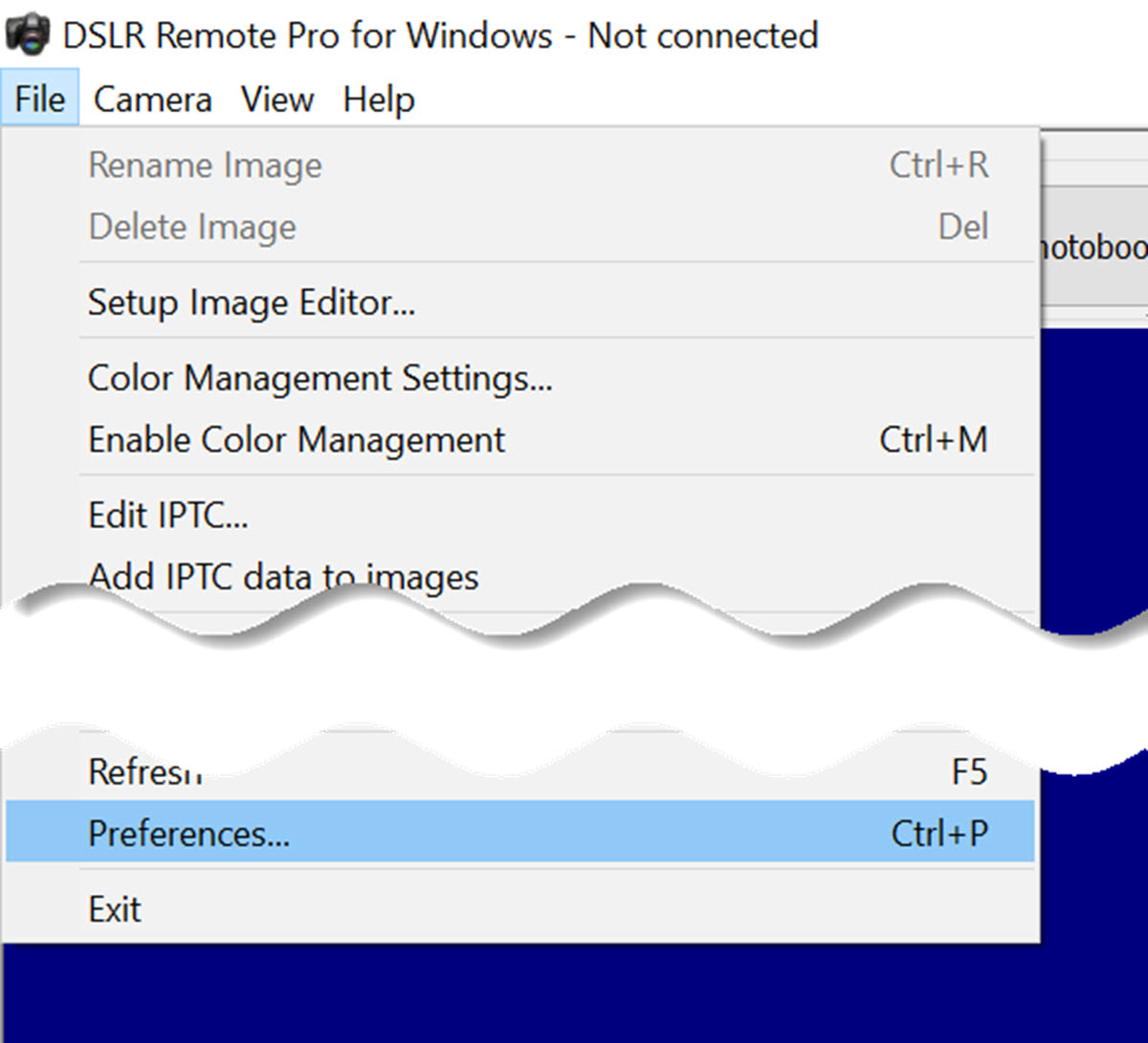 Shows how to display existing preferences in Breee DSLR Remote Pro 3.11.3