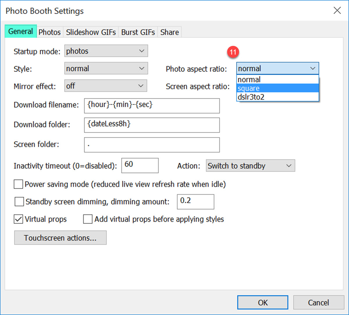 Breeze booth Event Editor Phoot Booth Settings General tab