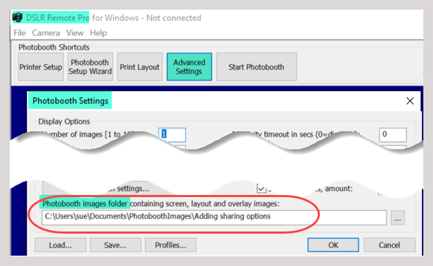 Showing current PhotoboothImages folder Breeze DSLR Remote Pro 3.15.5